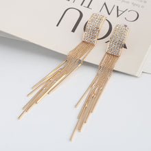 Load image into Gallery viewer, Long crystal earrings tassel earrings
