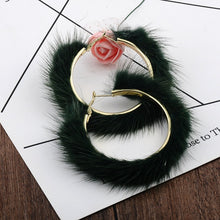 Load image into Gallery viewer, Mink Fur Large Circle Round Ear Hoop Earrings
