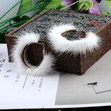 Load image into Gallery viewer, Mink Fur Large Circle Round Ear Hoop Earrings
