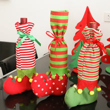 Load image into Gallery viewer, Christmas Decorations Striped Christmas Wine Bottle Set
