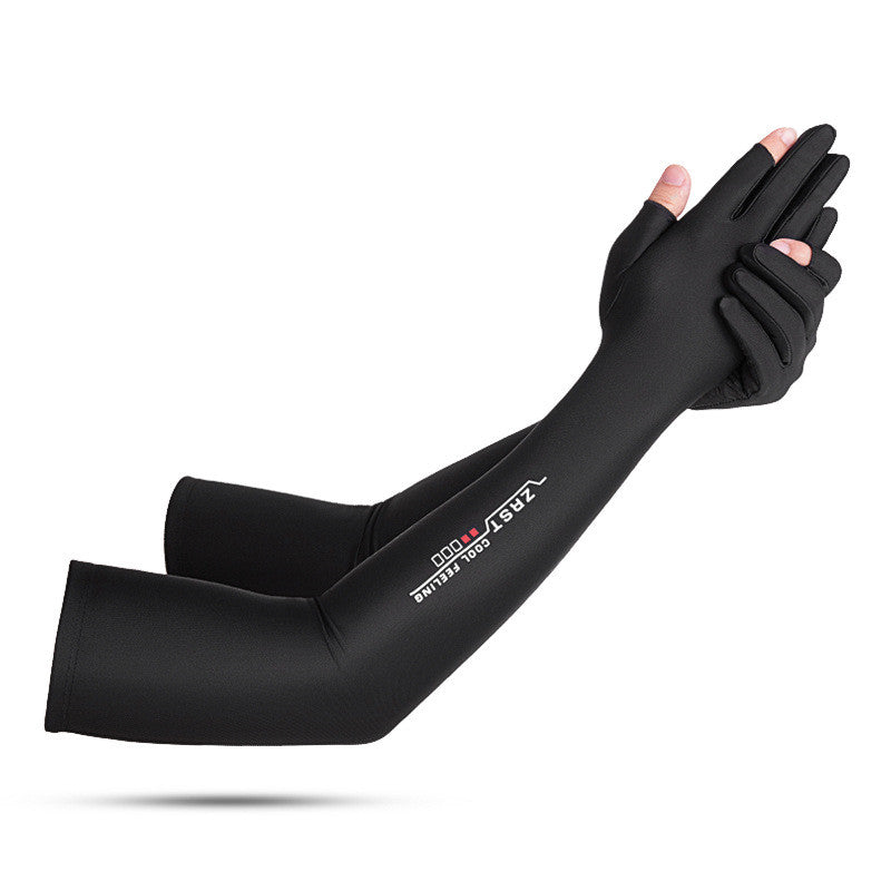 Sunscreen Gloves Arm Protection Summer Ice Silk Sleeve Driving Anti Slip Meituan Rider Half Finger Long Gloves