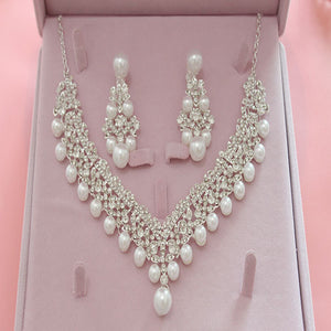 Pearl Necklace Bridal Necklace and Earring Set
