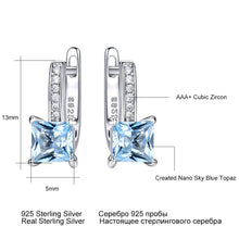Load image into Gallery viewer, Silver Earrings Simple Square Sky Blue Topaz Earrings
