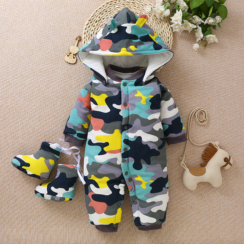 Children cotton baby clothes in the spring and autumn winter warm thick baby Jumpsuit newborn climb clothes clothes Kazakhstan