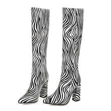 Load image into Gallery viewer, Fashion Animal Print Long Barrel Knight Boots Female  Knee-high Thick High-heeled Boots
