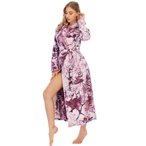 Ladies Tie-dye Flannel Bathrobe Pajamas