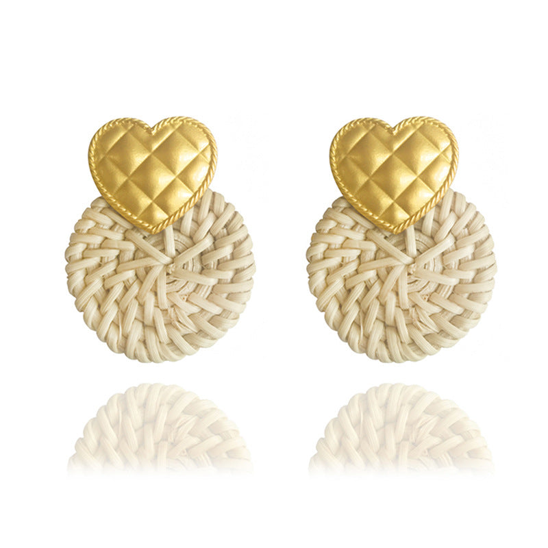 Round Rattan Braided Earrings Jewelry Multicolor Female Earrings