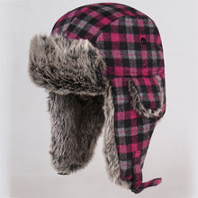 Load image into Gallery viewer, Winter Hats For Mens Bomber Hat Fur Red Warm Earflap Cap
