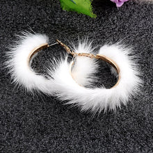 Load image into Gallery viewer, Mink Fur Large Circle Round Ear Hoop Earrings
