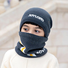 Load image into Gallery viewer, Children&#39;s Hats For Autumn And Winter New Boys&#39; Hats And Bibs Set Korean Letters Knitted Hedging Warm Woolen Caps
