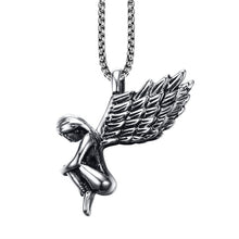 Load image into Gallery viewer, 36MM Titanium Steel Angel Pendant Necklace
