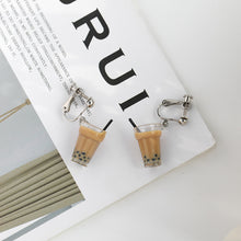 Load image into Gallery viewer, Creative Handmade Pearl Milk Tea Earrings Personalized Design Niche Earrings
