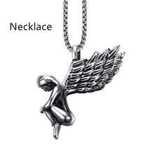 Load image into Gallery viewer, 36MM Titanium Steel Angel Pendant Necklace
