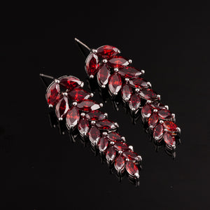 Fashion Zircon Tassel Wheat Ears Leaf Earrings