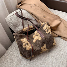 Load image into Gallery viewer, Women Cute Bear Plush Shoulder Bag Large Tote Handbag Purse
