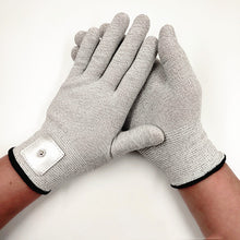 Load image into Gallery viewer, Silver Fiber Luokou Plus Fixed Leather Physiotherapy Conductive Leather Electrode Gloves
