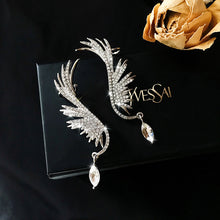 Load image into Gallery viewer, Wings rhinestone tassel earrings earrings

