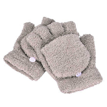 Load image into Gallery viewer, Coral Fleece Flip Half-finger Gloves, Writing And Internet Travel Warm Gloves
