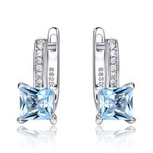 Load image into Gallery viewer, Silver Earrings Simple Square Sky Blue Topaz Earrings
