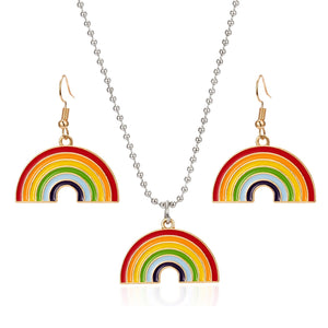 Clouds round bead chain rainbow necklace