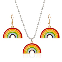 Load image into Gallery viewer, Clouds round bead chain rainbow necklace

