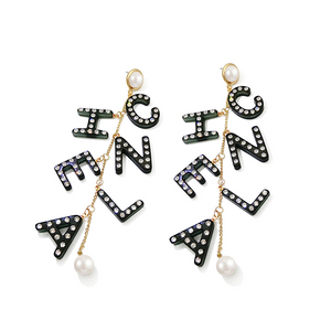 Su Xin long letter pendant earrings Korean temperament personality net red earrings wild tide people exaggerated earrings earrings