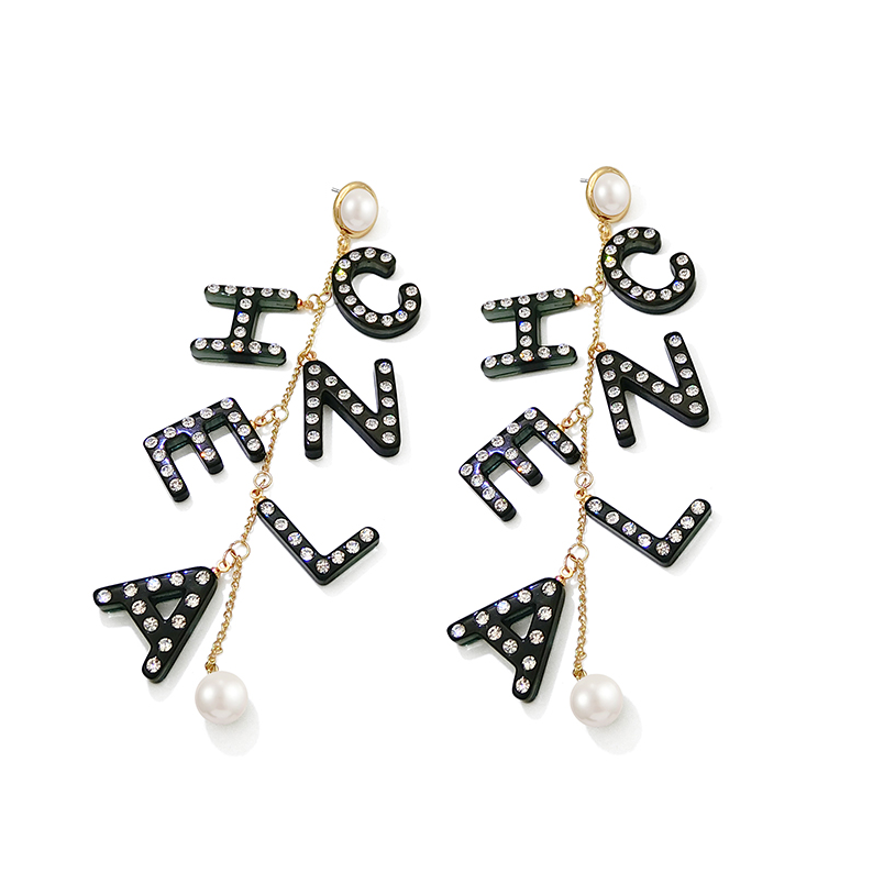 Su Xin long letter pendant earrings Korean temperament personality net red earrings wild tide people exaggerated earrings earrings