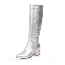 Load image into Gallery viewer, Serpentine pointed thick heel high boot
