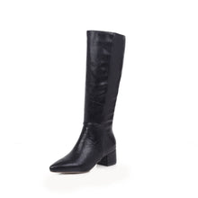 Load image into Gallery viewer, Serpentine pointed thick heel high boot
