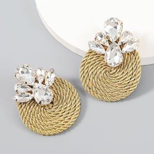 Polyester Stretch Thread Woven Round Earrings