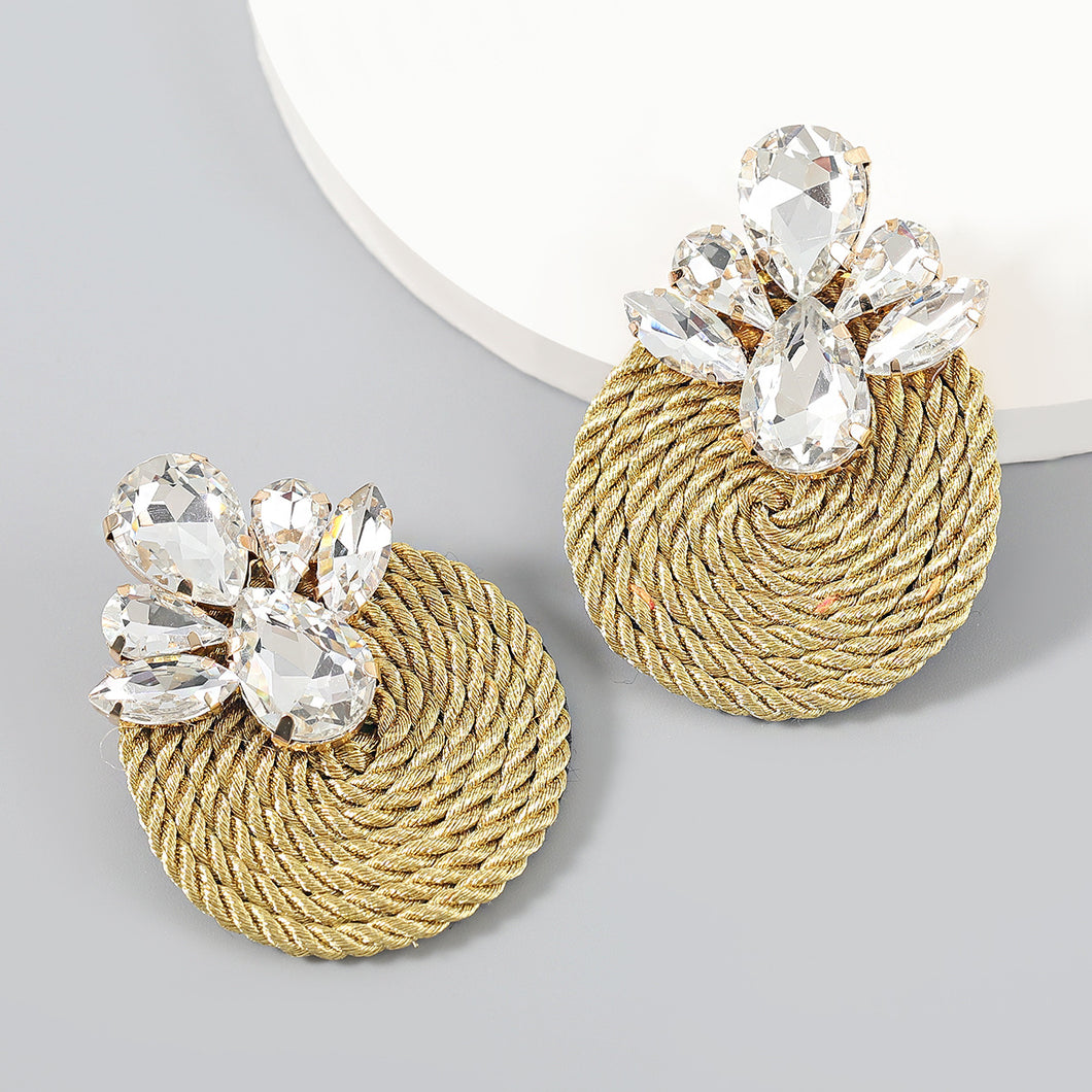 Polyester Stretch Thread Woven Round Earrings