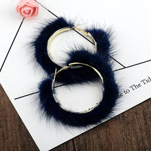 Load image into Gallery viewer, Mink Fur Large Circle Round Ear Hoop Earrings

