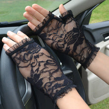 Load image into Gallery viewer, Translucent lace mesh fingerless gloves
