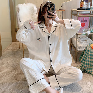 Pajamas Women's Long-sleeved Spring And Autumn Thin Section Net Red Cotton Cute