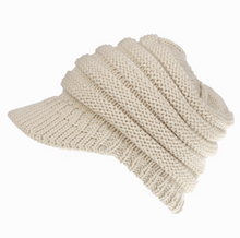 Load image into Gallery viewer, Knitted Baseball Cap Messy Bun Beanie Women Ponytail Beanies Autumn Winter Hats Female Soft Knitting Caps Warm Ladies Skullies
