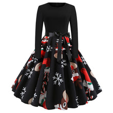 Load image into Gallery viewer, Retro Round Neck Print Long-Sleeved  Dress
