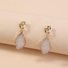 Load image into Gallery viewer, White Imitation natural stone geometric earrings earrings drop earrings, small ears with ear studs
