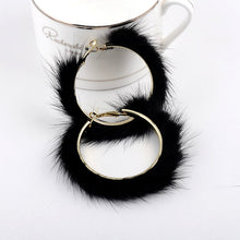 Load image into Gallery viewer, Mink Fur Large Circle Round Ear Hoop Earrings

