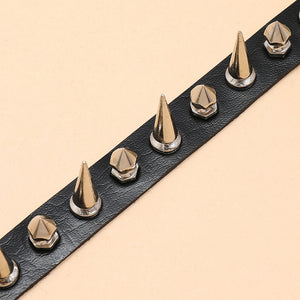 Black Punk Rock Leather Necklace Necklace