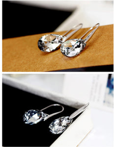Drop-shaped Austrian Crystal Ear Hook Earrings