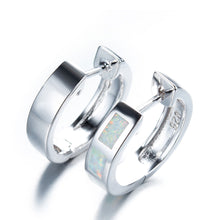 Load image into Gallery viewer, Earrings S925 Sterling Silver Rectangular White Opel Earrings
