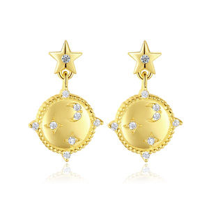 S925 Silver Earrings Female Temperament Planet Earrings