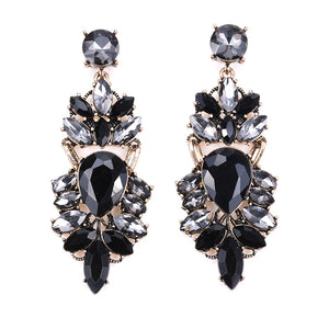 Fashion Exaggerated Earrings Retro Alloy Trend Earrings Geometric Diamond Long Earrings