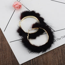 Load image into Gallery viewer, Mink Fur Large Circle Round Ear Hoop Earrings
