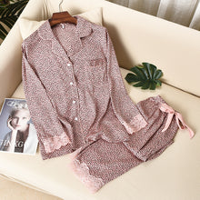 Load image into Gallery viewer, Long Sleeve Pajamas Thin Silk Ice Silk Two-piece Suit

