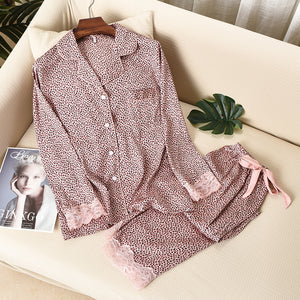 Long Sleeve Pajamas Thin Silk Ice Silk Two-piece Suit