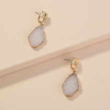Load image into Gallery viewer, White Imitation natural stone geometric earrings earrings drop earrings, small ears with ear studs
