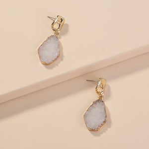 White Imitation natural stone geometric earrings earrings drop earrings, small ears with ear studs