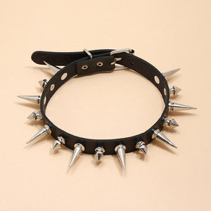Black Punk Rock Leather Necklace Necklace