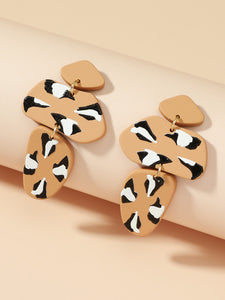 Retro Style Hit Color Round Geometric Long Earrings